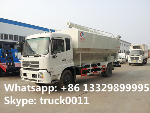 cheapest price Dongfeng 10tons animal feed truck for sale, 20m3 dongfeng hydraulic feed truck for fish, pig farms