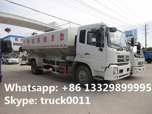 cheapest price Dongfeng 10tons animal feed truck for sale, 20m3 dongfeng hydraulic feed truck for fish, pig farms