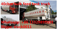 dongfeng tianlong 8*4 LHD 40cbm animal feed delivery truck for sale, 25tons farm-oriented bulk feed tank truck for sale