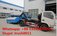 dongfeng brand 4*2 LHD mini hydraulic arm trash truck for sale, hot sale factory price forlandhook lift garbage truck
