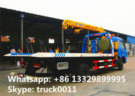 Dongfeng 4*2 flatbed wrecker tow truck with telescopic/knuckle boom crane for sale, factory sale road recovery truck