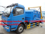 Factory sale dongfeng 4*2 LHD 5m3 hydraulic hookling arm garbage truck, HOT SALE! dongfeng skid bon wastes vehicle