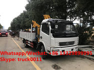 Factory direct sale best price dongfeng 120hp 3.2tons folded crane boom mounted on truck, 3.2T folded truck with crane
