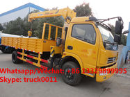 Dongfeng duolika LHD/RHD 3.2 tons telescopic crane boom mounted on truck for sale, telescopic truck with crane for sale