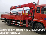 hot sale best price dongfeng tianjin 4*2 Euro 5 180hp truck with crane, factory sale telescopic boom mounted on truck