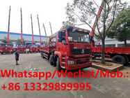 SHACMAN brand 8*4 LHD 12tons-16tons telescopic crane boom mounted on truck for sale, cargo truck with crane for sale
