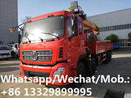 Dongfeng tianlong 8*4 LHD 350hp Euro 5 20tons telescopic crane boom mounted on truck for sale, cargo truck with crane