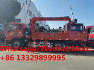 customized SINO TRUK HOMAN 4*2 LHD 5tons telescopic crane boom mounted on truck for sale, cargo truck with crane