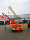 2020s new dongfeng 4tons flatbed wrecker tow truck with 3.5T/4T/5T telescopic crane boom for sale, wrecker towing truck