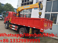 SINO TRUK WANGPAI 4*2 LHD diesel 160hp 5-6.3tons telescopic truck with crane for sale, cargo truck mounted with crane