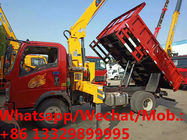 Customized SINO TRUK HOMAN 4*2 130hp Euro 5 4tons dump truck with crane for sale, tipper truck with telescopic boom