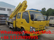 Customized ISUZU double-cab 14m height telescopic aerial working platform truck for sale, hydraulic bucket truck