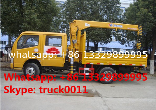 dongfeng small double rows 2.5tons truck mounted crane for sale, factory sale best price dongfeng mini truck with crane