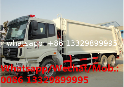 customized FOTON AUMAN 6*4 RHD 320hp16cbm garbage compactor truck for sale, FOTON rear loader compacted garbage truck
