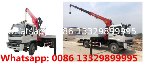 ISUZU brand FTR 5T cargo truck with crane boom for sale, Good price ISUZU telescopic crane boom mounted on cargo truck