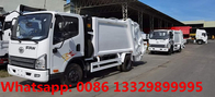 good price FAW brand 4*2 LHD diesel 5cbm 4T compacted garbage vehicle for sale, refuse garbage compactor vehicle