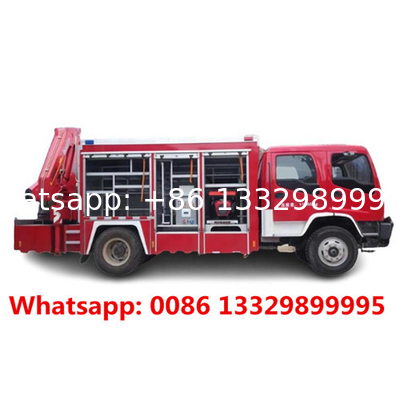 1SUZU water foam chemical fire trucks with 3CBM triple-agent truck with crane, resuce firefighting vehicle for