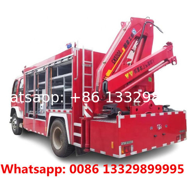 1SUZU water foam chemical fire trucks with 3CBM triple-agent truck with crane, resuce firefighting vehicle for