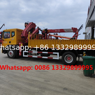 factory sale lowest price Dongfeng D9 190hp diesel 6.3tons telescopic crane mounted on truck for sale, cargo truck crane