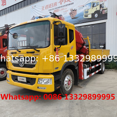 factory sale lowest price Dongfeng D9 190hp diesel 6.3tons telescopic crane mounted on truck for sale, cargo truck crane