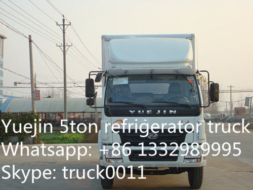 Yuejin 5tons refrigerator truck, Yuejin brand stainless steel cold room truck for sea food and seafish for sale