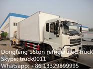 factory selling dongfeng tianjin 4x2 190hp 12cbm meat hook refrigerator truck for sale, 15tons cold room truck for TOGO