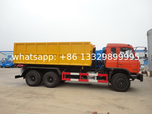 Dongfeng 153 6*4 16cbm hook lifter garbage truck, high quality and best price 16cbm swing arm garbage truck for export