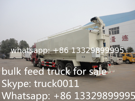 Foton auman 8*4 40cbm bulk feed transported truck for sale, 20tons farm-oriented animal feed pellet tank truck for sale　