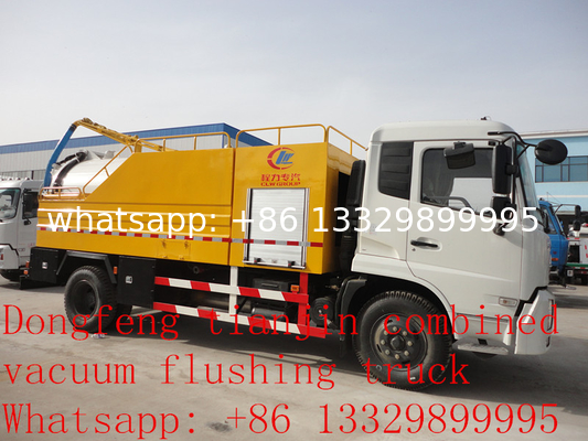 factory price Dongfeng tianjin combined vacuum flushing truck for sale, vacuum truck