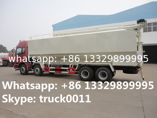 Foton auman 8*4 40cbm bulk feed transported truck for sale, 20tons farm-oriented animal feed pellet tank truck for sale　