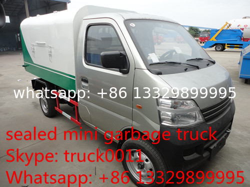 China 1 ton Chang'An brand 4x2 gasoline small garbage collection vehicle, high quality mini sealed garbage truck