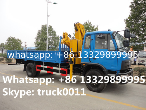 factory direct sale best price CLW truck with boom crane, Hot sale dongfeng 170hp 6tons truck with folded crane