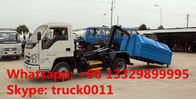 dongfeng brand 4*2 LHD mini hydraulic arm trash truck for sale, hot sale factory price forlandhook lift garbage truck