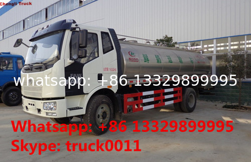 hot sale FAW brand 10,000L stainles steel food grade milk tank truck, China famous brand FAW 10,000Lliquid food truck