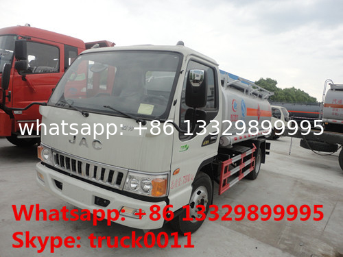 JAC 4*2 LHD mini 5 cubic meters refuler truck for sale, factory direct sale JAC new 5 cubic meters oil dispensing truck