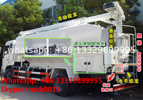 Dongfeng 4*2 LHD Euro 4 fish feed delivery truck for sale, factory direct sale electronic auger discharging feed truck