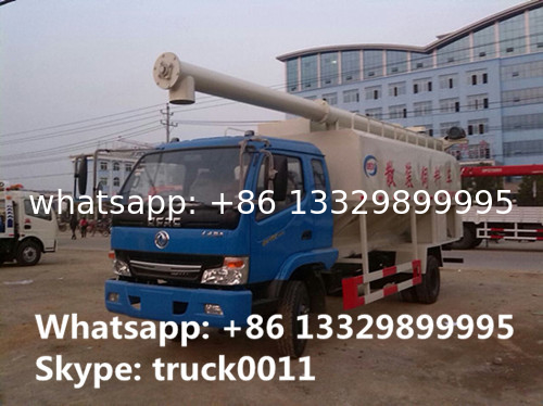 Dongfeng jinka 8m3 hydraulic discharging poutry feed delivery truck for sale, factory sale 4tons bulk animal feed truck