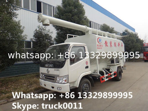 Dongfeng jinka 8m3 hydraulic discharging poutry feed delivery truck for sale, factory sale 4tons bulk animal feed truck