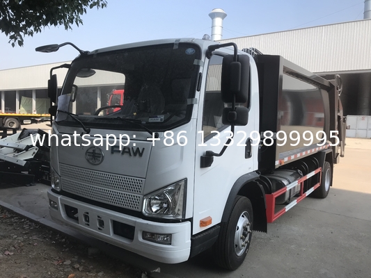 bottom price FAW Brand 8cbm compacted garbage truck for sale cheaper refuse compacted wastes collecting truck for sale