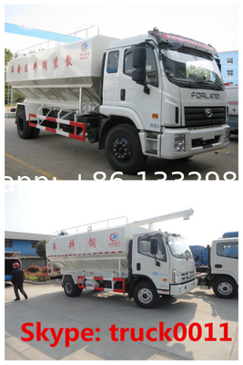 China brand foton 10tons-15tons bulk feed discharge truck for sales, livestock farm-oriented animal feed delivery truck