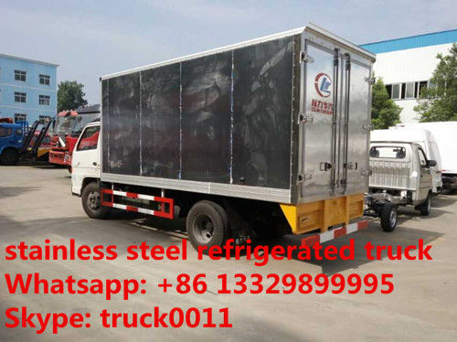 Yuejin 5tons refrigerator truck, Yuejin brand stainless steel cold room truck for sea food and seafish for sale