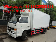 best price JMC 4*2 LHD 115hp cold room truck for sale, high quality CLW brand JMC LHD diesel 3-5tons cold room truck
