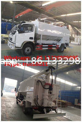 factory sale dongfeng RHD 120hp 5tons-7tons hydraulic discharging feed truck, hydraulic farm-oriented animal feed truck