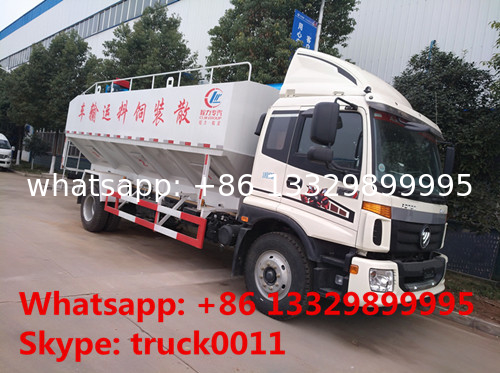 total new FOTON Aumark 12m3 electronic discharging feed truck for sale, livestock farm-oriented animal feed pellet truck