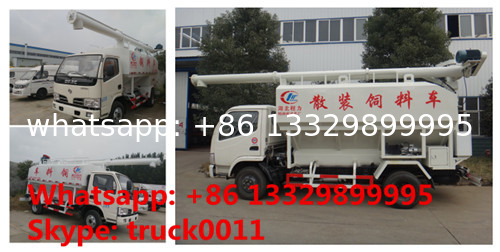 dongfeng 4*2 LHD diesel 4-5tons feed fodder truck for fish plant, best price dongfeng 8m3 live poultry chick feed truck