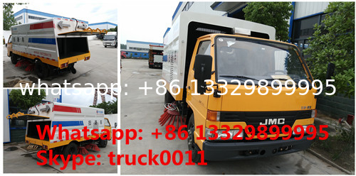 JMC brand 4*2 LHD 108hp diesel road cleaning truck for sale, best price JMC brand small road sweeper vehicle for sale