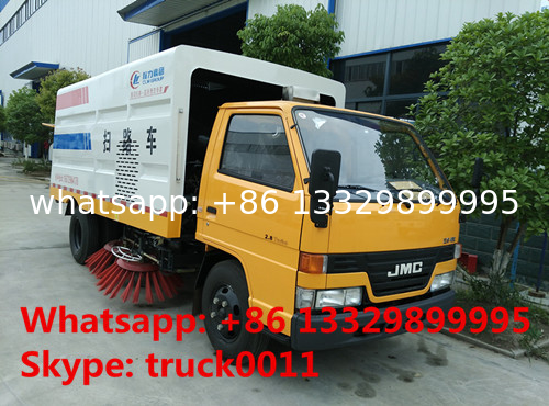 JMC brand 4*2 LHD 108hp diesel road cleaning truck for sale, best price JMC brand small road sweeper vehicle for sale