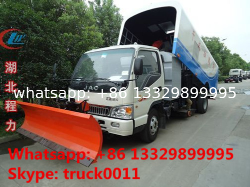 high quality and best price JAC brand Vacuum sweeper truck with snow removal for sale, factory sale JAC Small diesel swe