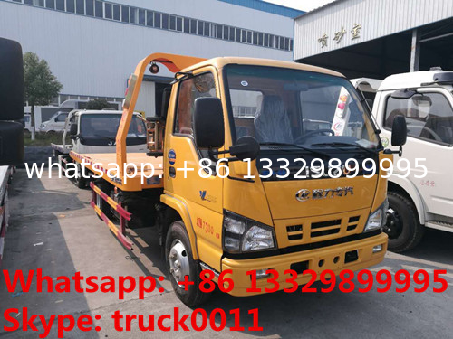 Japan brand ISUZU 4*2 LHD 4tons wrecker truck for sale, best price factory sale ISUZU traffic flatbed breakdown truck