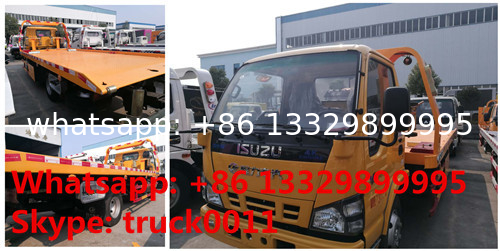 Japan brand ISUZU 4*2 LHD 4tons wrecker truck for sale, best price factory sale ISUZU traffic flatbed breakdown truck